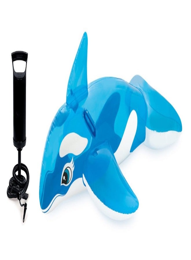 VWretails Inflatable Ride-On Swim Float for Kids, Childrens & Adults. Summer Fun Beach Floatie Perfect for Summer Water Adventures of Age 3+ (Lil-Whale Ride-On + Hand Pump) - Image 1